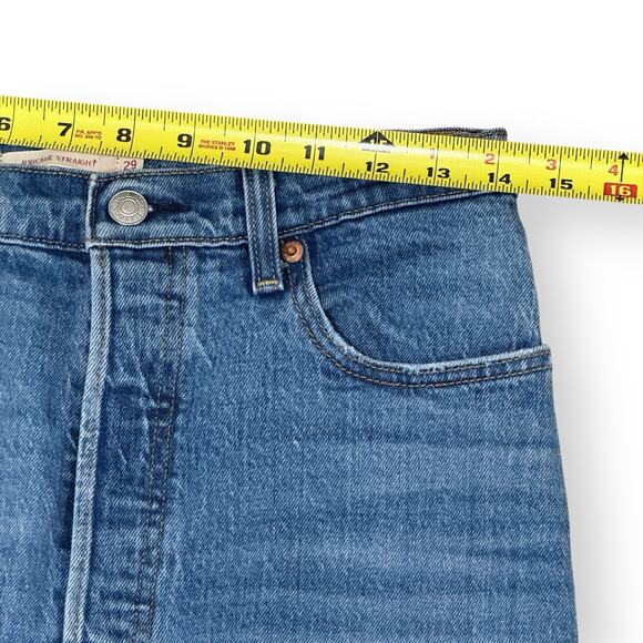 Levi's Premium Jeans Womens 29 x 27 Ribcage Straight Ankle Button Fly Distressed - Picture 9 of 11